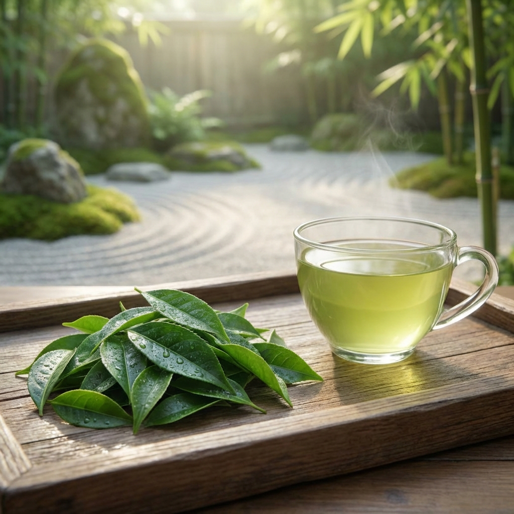 Fresh Green Tea Leaves